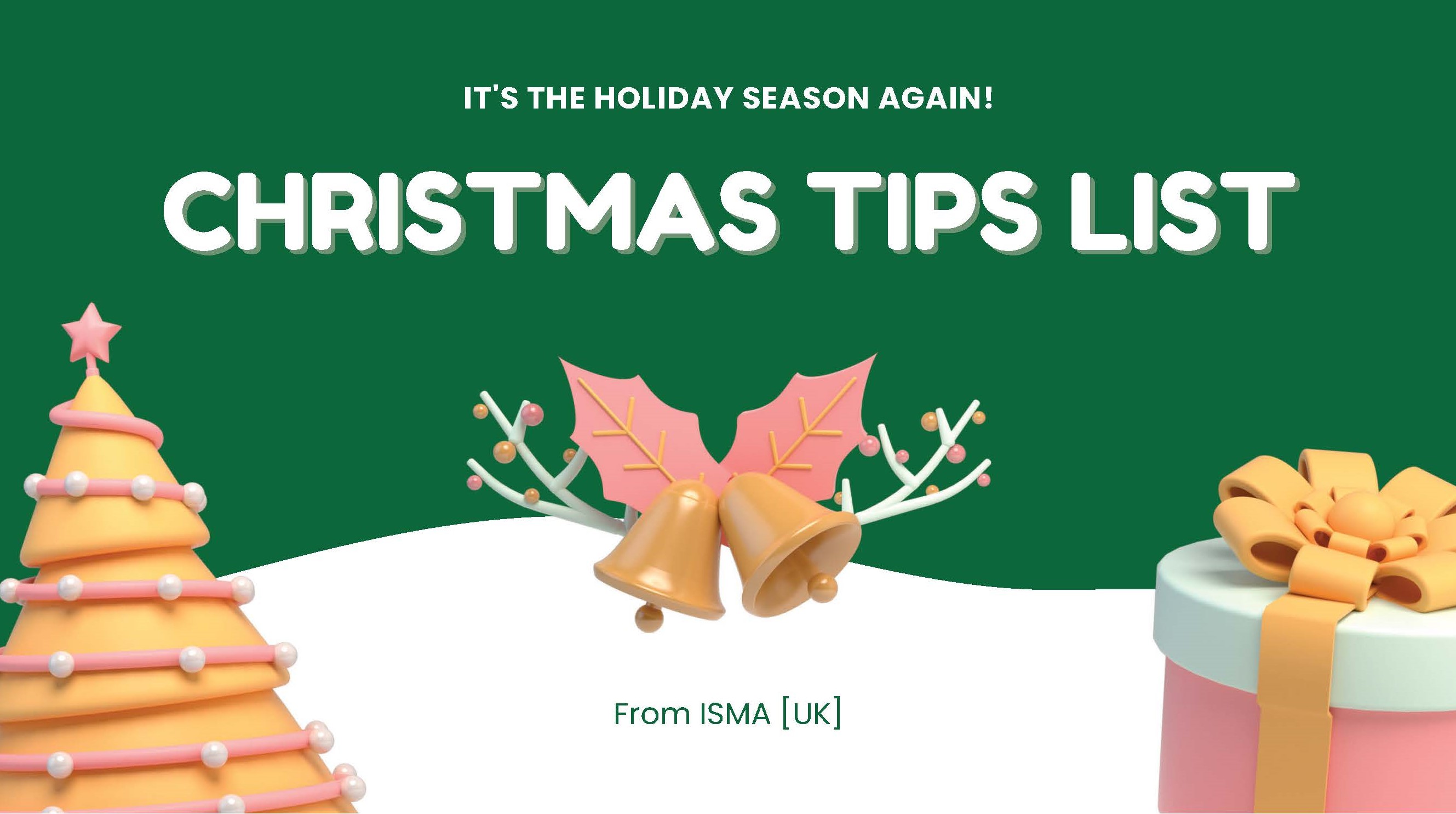 image showing a graphic with a Christmas tree and a gift box saying Christmas Tips List